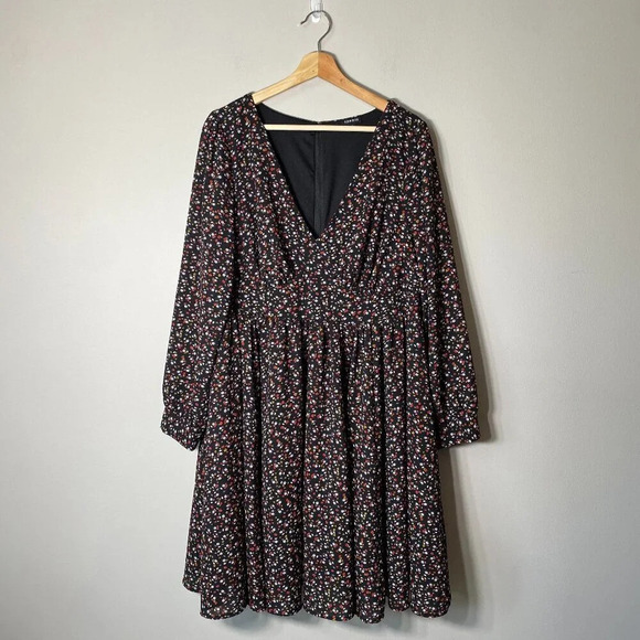 Torrid Women's Size 12 Balloon Sleeve Floral Print Georgette V-Neck Mini Dress - Picture 2 of 15